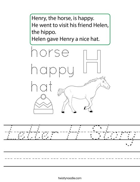 Letter H Story Worksheet