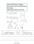 Letter H Story Handwriting Sheet