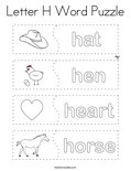 Letter H Word Puzzle Coloring Page