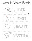 Letter H Word Puzzle Coloring Page