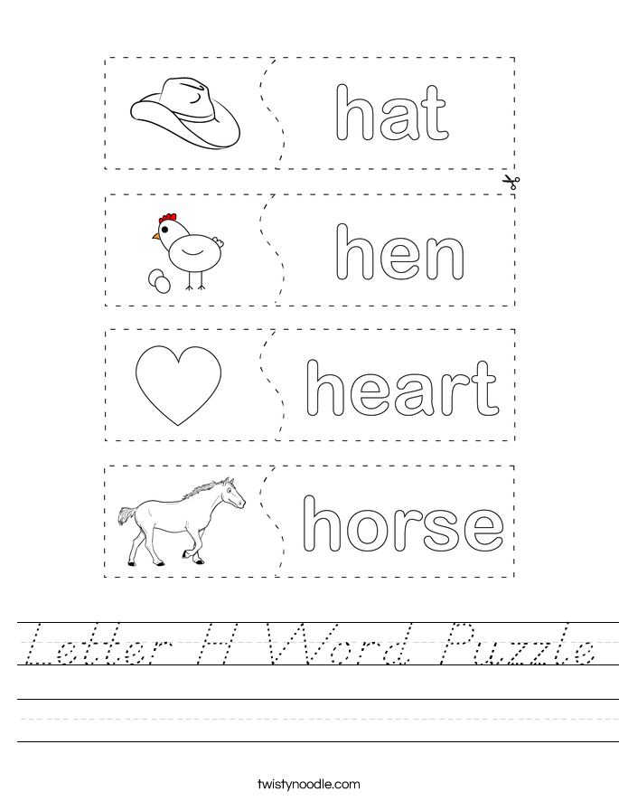 Letter H Word Puzzle Worksheet