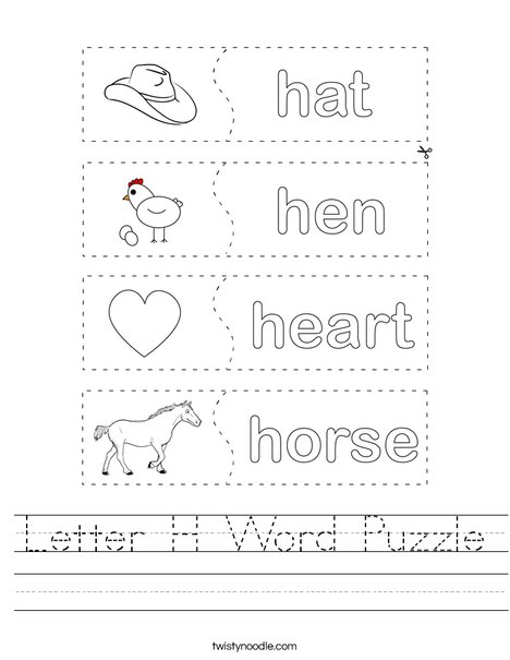 Letter H Word Puzzle Worksheet