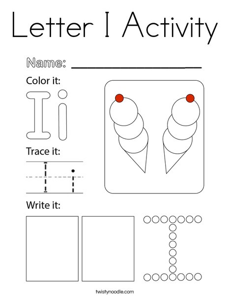 Letter I Activity Coloring Page