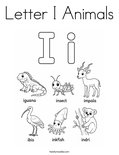 Letter I Animals Coloring Page