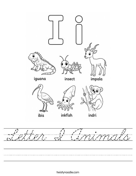 Letter I Animals Worksheet