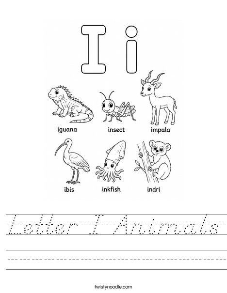 Letter I Animals Worksheet