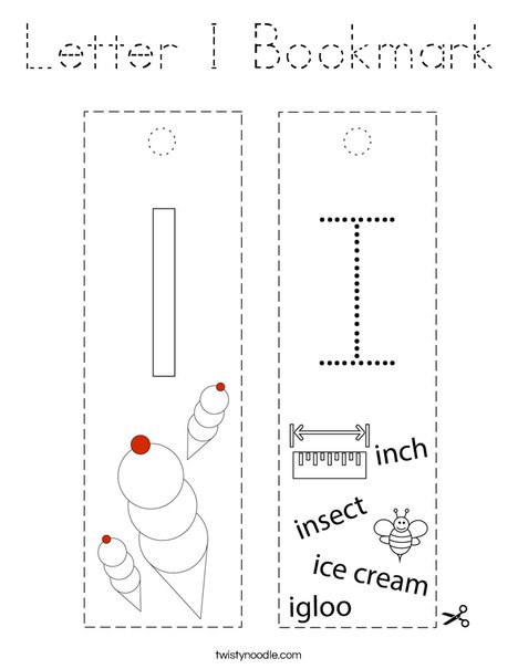 Letter I Bookmark Coloring Page