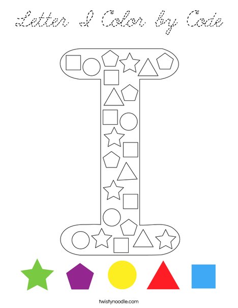 Letter I Color by Code Coloring Page