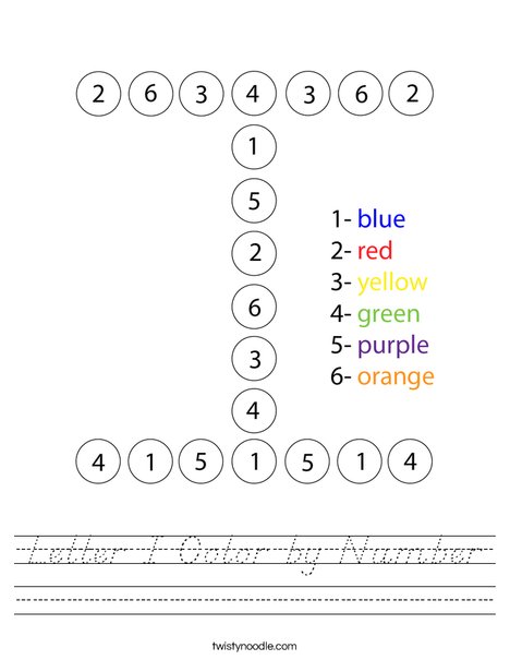 Letter I Color by Number Worksheet
