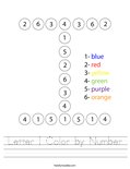 Letter I Color by Number Worksheet