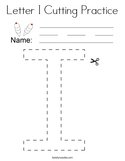 Letter I Cutting Practice Coloring Page