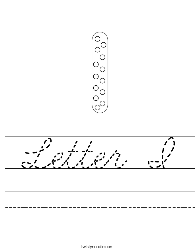 Letter I Worksheet - Cursive - Twisty Noodle