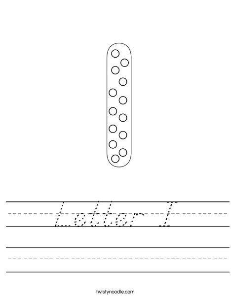 Letter I Worksheet - D'Nealian - Twisty Noodle