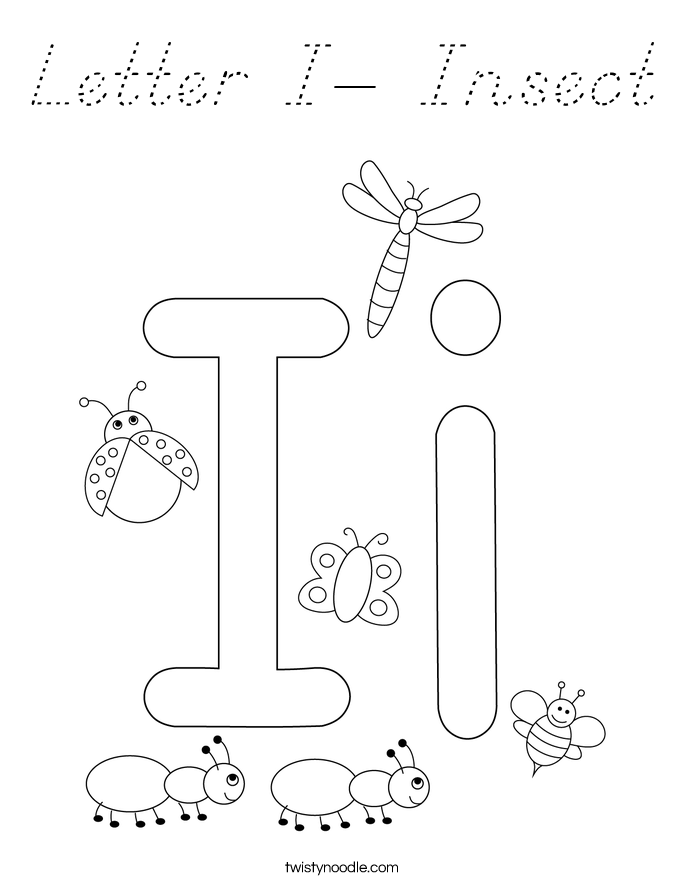 Letter I- Insect Coloring Page