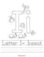 Letter I- Insect Handwriting Sheet