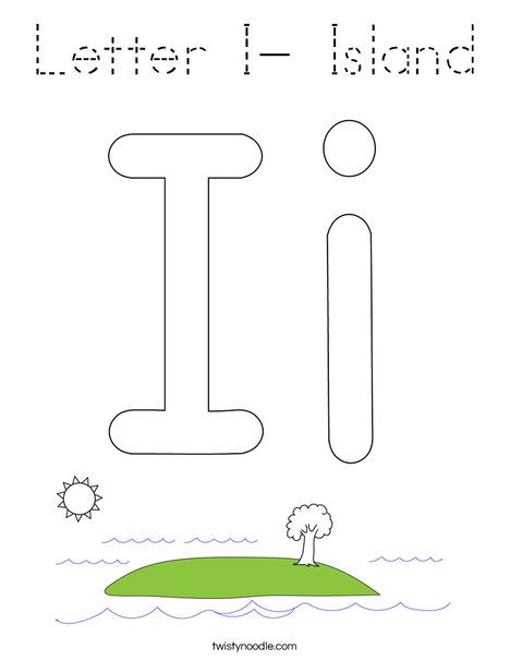 Letter I- Island Coloring Page