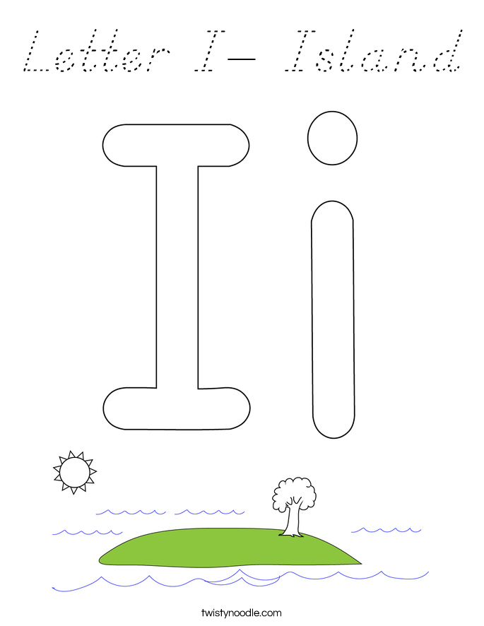 Letter I- Island Coloring Page