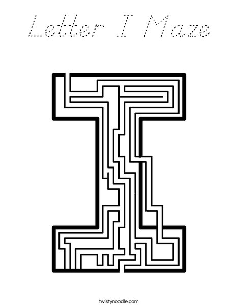 Letter I Maze Coloring Page