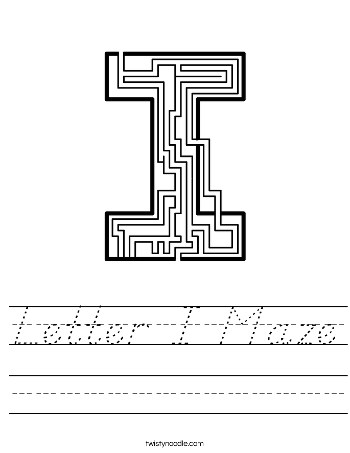 letter i maze worksheet dnealian twisty noodle
