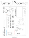 Letter I Placemat Coloring Page