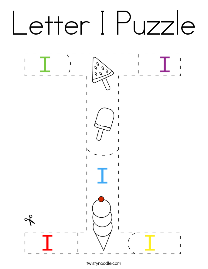Letter I Puzzle Coloring Page