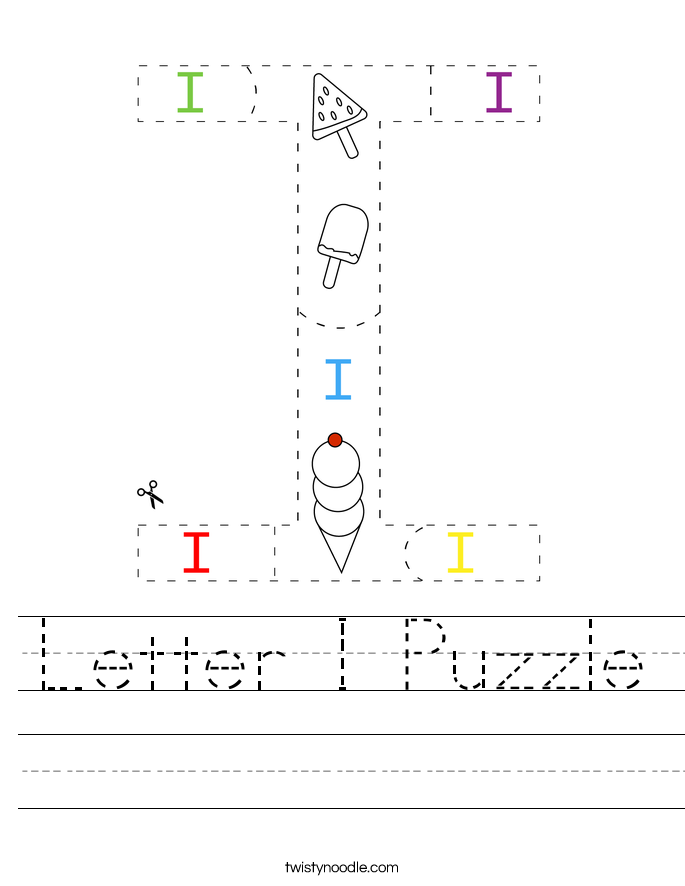 Letter I Puzzle Worksheet - Twisty Noodle
