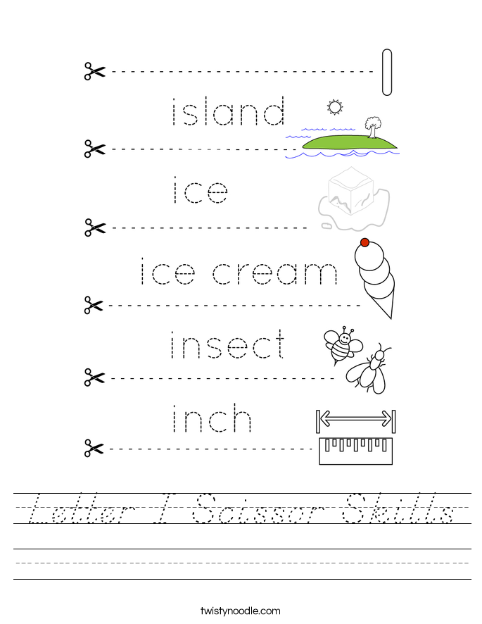 Letter I Scissor Skills Worksheet