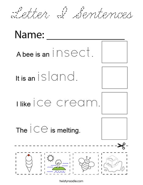 Letter I Sentences Coloring Page