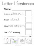 Letter I Sentences Coloring Page