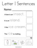 Letter I Sentences Coloring Page
