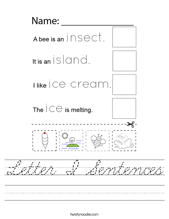 Letter I Sentences Worksheet