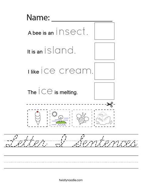 Letter I Sentences Worksheet