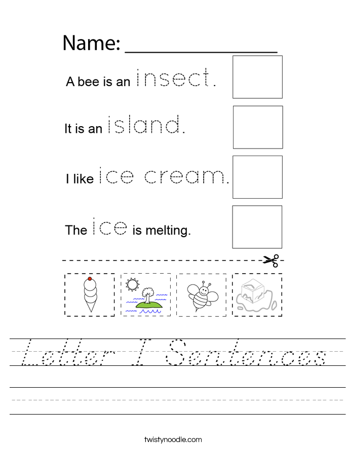 Letter I Sentences Worksheet