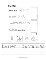 Letter I Sentences Handwriting Sheet