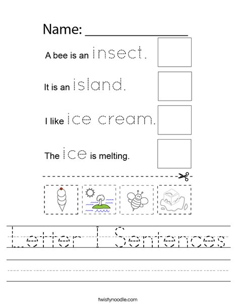 Letter I Sentences Worksheet