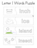 Letter I Words Puzzle Coloring Page