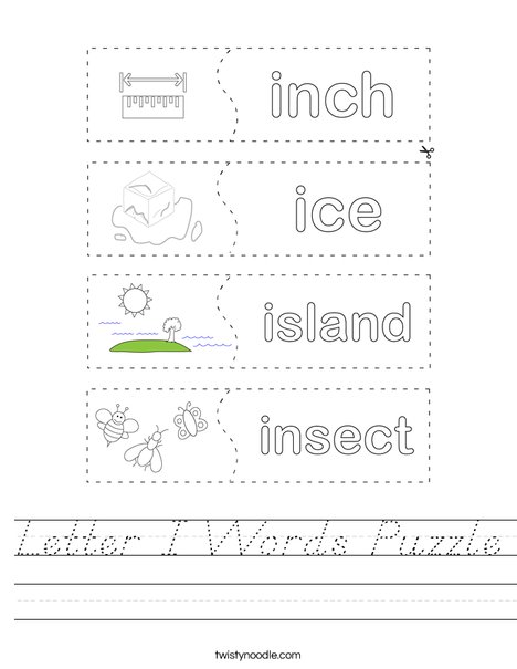 Letter I Words Puzzle Worksheet