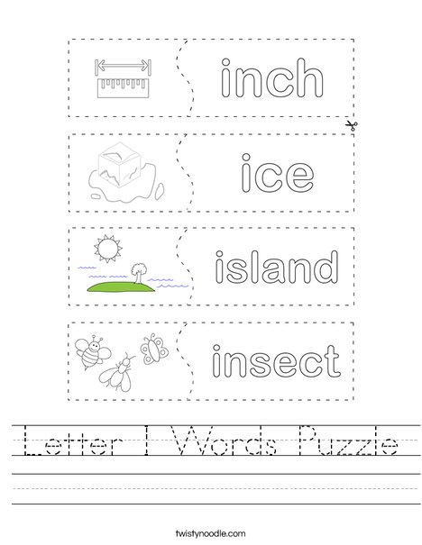 Letter I Words Puzzle Worksheet - Twisty Noodle