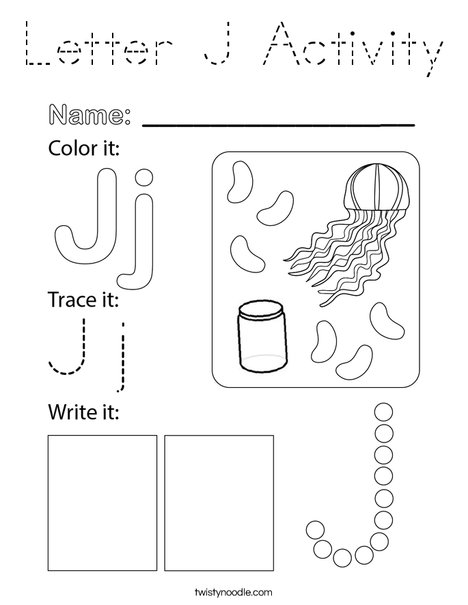 Letter J Activity Coloring Page