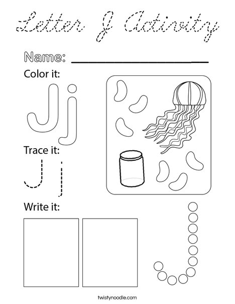 Letter J Activity Coloring Page
