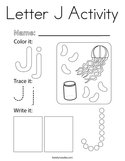 Letter J Activity Coloring Page