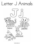 Letter J Animals Coloring Page