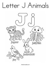 Letter J Animals Coloring Page