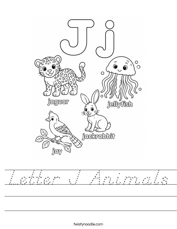 Letter J Animals Worksheet