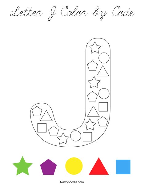 Letter J Color by Code Coloring Page