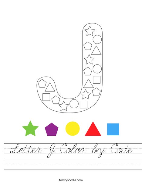 Letter J Color by Code Worksheet