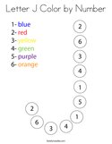 Letter J Color by Number Coloring Page