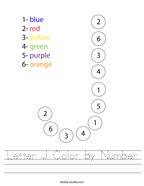Letter J Color by Number Handwriting Sheet