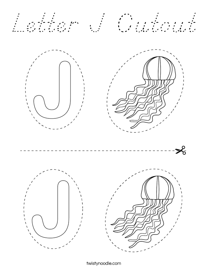 Letter J Cutout Coloring Page