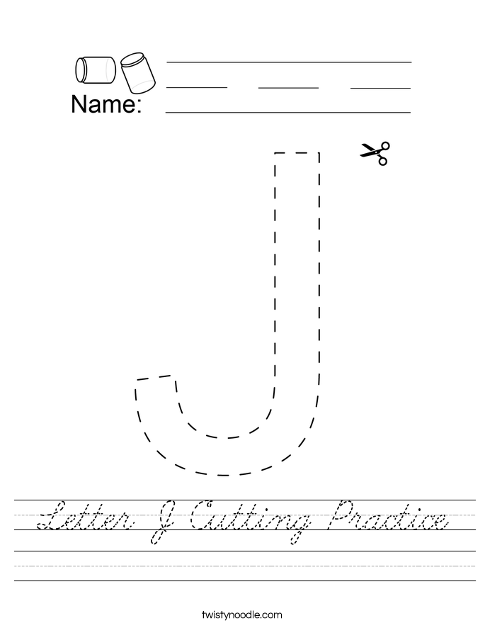 Letter J Cutting Practice Worksheet